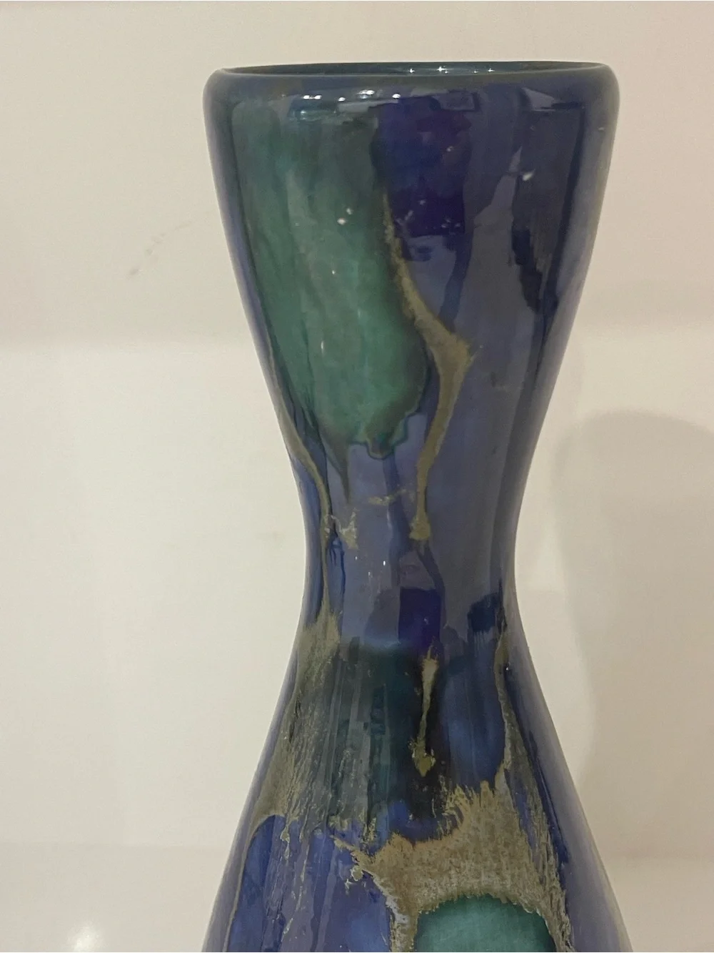 Signed “Monterey Jade” Art pottery 11.5” Tall vase. MCM